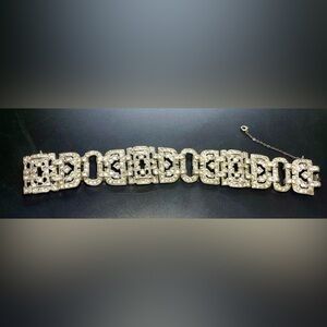 Art-Deco white paste cocktail bracelet with rhodium finish, circa 1920s France.